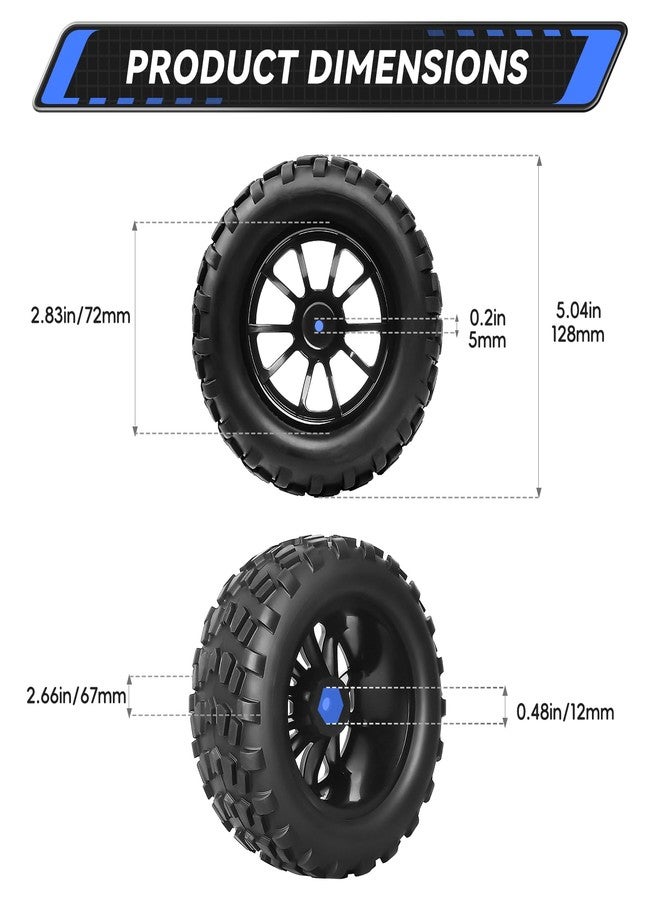 AllinRC 4PCS AllinRC 12mm Hex RC Truck Wheels and Tires 1/10 Scale 2.8 Truck Tires for Traxxas Stampede Vxl Hoss 4x4 Redcat Volcano Epx RC Monster Truck - Image 2